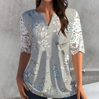 Ženska majica ženski čipkasti vrhovi modna prozirna mrežasta košulja kratkih rukava s izrezom u obliku slova A, ležerna opremljena