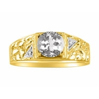 * Dizajnerski Nugget, bijeli topaz i dijamantni prsten-aprilski kamen rođenja * 14k žuto zlato
