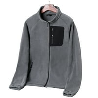 Muška modna Flis jednobojna jesenska / zimska košulja dugih rukava A. M., bluza u sivoj boji 2 inča