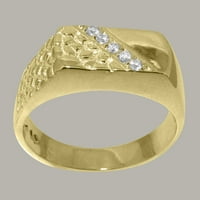 Muški prsten od kubičnog cirkonija od žutog zlata 14k britanske proizvodnje - opcije veličine-veličina 7,75