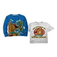 Scooby Doo Boys Dugi rukavi i grafičke majice s kratkim rukavima, 2-pak, veličine 4-18