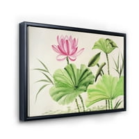 Drevni ružičasti lotosi u ribnjaku u okviru slike uokvirenog umjetničkog tiska na platnu