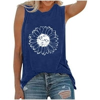 rasprodaja ljetnih jesenskih ženskih vrhova ispod $ ženske Vintage Casual majice s okruglim vratom s printom mornarsko plave boje