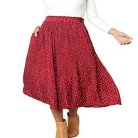 Ženska modna duga elastična suknja s cvjetnim printom u točkicama, ležerna plisirana suknja A kroja s džepom