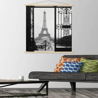 Zidni plakat s pogledom na Eiffelov toranj i vrata u drvenom magnetskom okviru, 22.375 34