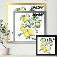 DesignArt 'grana lišća i žutih limuna I' tropski uokvireni umjetnički tisak