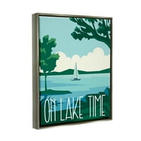Stupell Industries na jezeru Time Modern Nature Scenery Coastal Slikanje sivi plutasti uokvireni umjetnički print zid umjetnosti