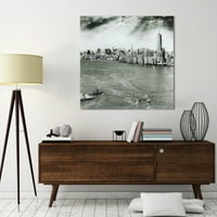 Empire Art Direct New York Skyline B Freeless Free Plutajući kajana staklena ploča grafička zidna umjetnost, 36 36 0,2