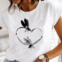 Ženska majica s kratkim rukavima s kratkim rukavima s printom leptira Ležerne košulje za žene