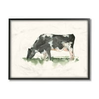 Stupell Industries koje ispašu krava u poljskoj farmi akvarel za životinje crni uokvireni umjetnički print zidna umjetnost, 16x20