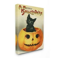 Stupell Industries Merry Halloween crna mačka bundeva Sezonski blagdanski dizajn platno zidna umjetnost Daphne Polselli