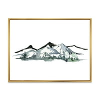 DesignArt 'Minimalistička jela šuma i zimske planine I' Moderno uokvirena platna zidna umjetnička tiska
