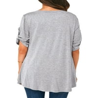 Ženske jednobojne čipkaste majice s izrezom u obliku slova A i gumbima kratkih rukava, vrhovi