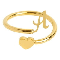 Najbolji poklon nakit modni prstenovi početni prsten u obliku srca s otvaranjem slova Podesivi ženski prsten poklon za žene zlato