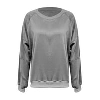 + Prevelika majica za žene, majice s okruglim vratom, jednobojni osnovni džemper, gornji dio od flisa, Zima-Jesen, Ležerne majice