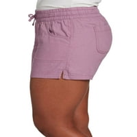 Ženske ljetne kratke hlače za plažu s elastičnim strukom i vezicama, kratke pripijene bermude, mini hlače za odmor na Havajima, ljubičaste,