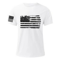 Muške majice s američkom zastavom, Ležerne mekane udobne pamučne majice s malim printom, Okrugli vrat, Kratki rukavi, zvijezde i