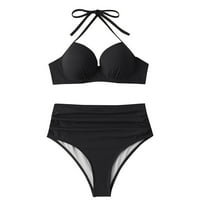 / Ženski dvodijelni bikini set s visokim strukom kupaći kostim s naramenicama push-up kupaći kostim za kontrolu trbuha