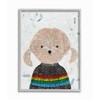 Stupell Industries Hipster Dog pletena košulja Pudle Smiješno slikanje životinja uokvirena zidna umjetnost Melissa Wang, 16 20