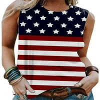 Ženski modni prsluk s okruglim vratom bez rukava boemska majica ženska majica s printom američke zastave