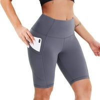 Ženske kratke hlače Plus veličine, Rasprodaja, ženske jednobojne joga kratke hlače visokog struka, skriveni džepovi, uske kratke