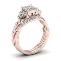 Set dijamantnih vjenčanih prstenova od 5 8 karata od ružičastog zlata od 10 karata