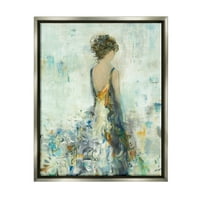 Apstraktna ženska cvjetna haljina ljepota i moda Slikarstvo Sivi plovak uokvireni umjetnički tisak zidna umjetnost