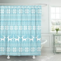 Zimski džemper u skandinavskom stilu s plavim uzorkom pleteni snježni Jelen Norveška Čipka dekor kupaonice zavjesa za tuširanje