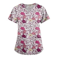 Ženske majice s izrezom u obliku slova U u obliku slova U i kratkim rukavima s personaliziranim printom radne majice