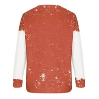 Ženske jesenske modne majice dukserica dugih rukava s okruglim vratom džemper s printom božićne šalice vina narančasta