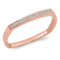 Prsten od ružičastog zlata s bijelim kubičnim cirkonijem u vašoj boji. Ženski prsten od sterling srebra veličine 5