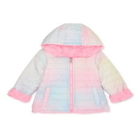 Ograničena i mališana djevojka reverzibilni kaput od zimskog jakne
