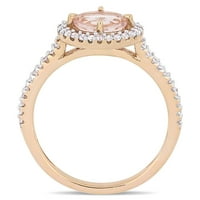 Donje prsten Miabella s морганитом ovalnog rez T. G. W. i dragulj T. W. od ružičastog zlata 14 karata Halo