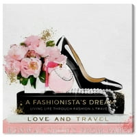 Wynwood Studio Canvas Shoes Knjige i modni snovi Fashion i Glam parfemi zidne umjetničke platno print ružičasta svijetlo ružičasta