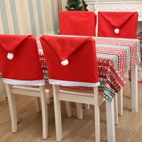 Božićne navlake za stolice za Božićni dekor kuhinje, navlaka za šešir Djeda Mraza, stražnja navlaka za božićne stolice za ukrašavanje