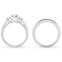 Set vjenčanih prstenova od srebra od bijelog dijamanta od srebra