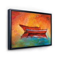 DesignArt 'dva crvena čamca tijekom zalaska sunca u jezeru' nautički i obalni uokvireni platno zidni umjetnički tisak