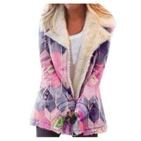 Ženska jakna Novi proizvodi Jednoredna Plišana jakna s printom revera s dugim rukavima