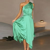 Sundresses za žene Ženska ljetna ležerna modna Temperamentna jednobojna nabrana Haljina Bez rukava u zelenoj boji