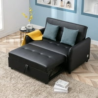Futon kauč na razvlačenje, Aukfa 51 Kabrioleti crni krevet za spavanje za dom, podesiva predimenzionirana fotelje s dvostrukim USB