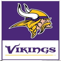 Minnesota Vikings-plakat s logotipom na zidu s gumbima, 22.375 34