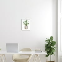 Stupell Industries Mješoviti zeleni listovi botanički buket Jar Cursive Grafička umjetnost bijela uokvirena umjetnička print zidna