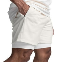 Muške atletske kratke hlače, Ležerne jednobojne dvodijelne lažne gaćice za brzo sušenje