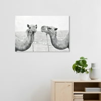 Wynwood Studio Canvas Camel Najbolji prijatelji životinje Zoo i divlje životinje zidne umjetničke platnene crno crni 30x20