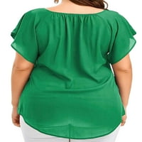 Ženska majica A. D. Plus size majica s raširenim rukavima labava bluza pulover s uzorkom čipke 2 inča zelena