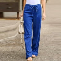 Ženske hlače ljeto-jesen rasprodaja modne ženske obične lanene pojaseve ravne Ležerne duge hlače