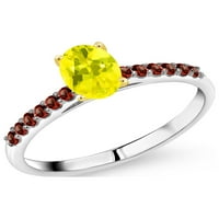 Kralj dragulja 1. Srebrni prsten s kanarinskim mističnim topazom, crvenim granatom i žutim zlatom od 10 karata