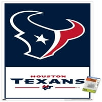Houston Teksans-plakat s logotipom na zidu s gumbima, 22.375 34