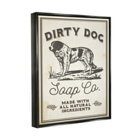 Stupell Industries Dirty Dog SOAP CO Vintage Sign Jet Crni uokviren plutajući platno zidna umjetnost, 24x30