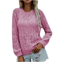 Ženski Džemperi-Kardigani s džepovima-Rasprodaja danas u outletu za žensku gornju odjeću jesenski kaput na kopčanje Jednobojni Okrugli